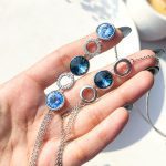 گردنبند بلند 3 زنجیره Swarovski آبکاری رودیوم