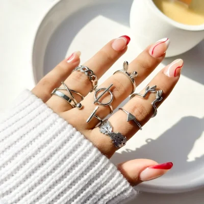 پک انگشتر خرگوش گوزن برگ کارتیر نقره ای /طلایی