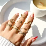 پک انگشتر خرگوش گوزن برگ کارتیر نقره ای /طلایی