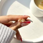 گوشواره میخی اشک جواهری آبکاری رزگلد