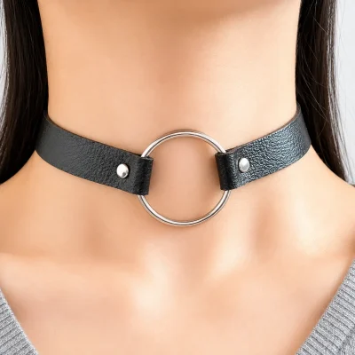 چوکر حلقه چرمی استیل