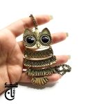 گردنبند جغد زنجیر بلند برنزی