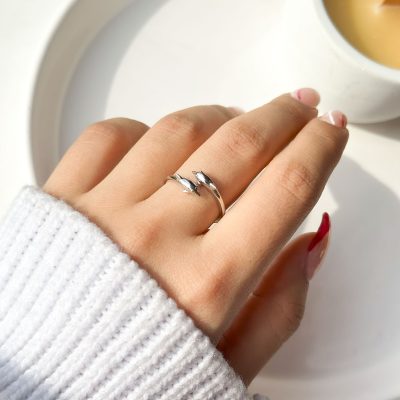 حلقه دلفین قابل تنظیم نقره
