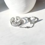 حلقه پروانه زنجیر دار جواهری قابل تنظیم آبکاری رودیوم طلایی/نقره ای