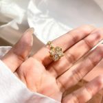 گردنبند اسپینری گل جواهری آبکاری رودیوم طلایی