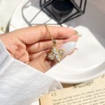 گردنبند اسپینری گل جواهری آبکاری رودیوم طلایی