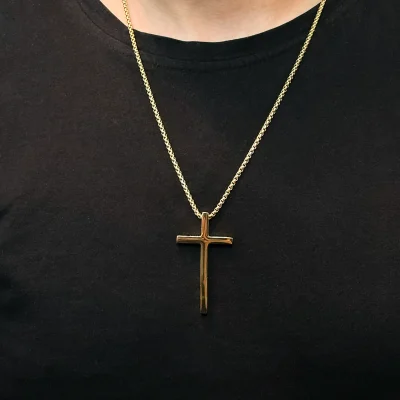 گردنبند صلیب استیل طلایی