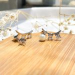 گوشواره مروارید جواهری آبکاری رودیوم