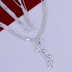 گردنبند قلب چند زنجیر آبکاری نقره