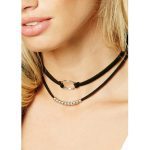 پک چوکر حلقه ای مهره ای چرمی نقره ای