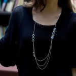 گردنبند بلند 3 زنجیره Swarovski آبکاری رودیوم