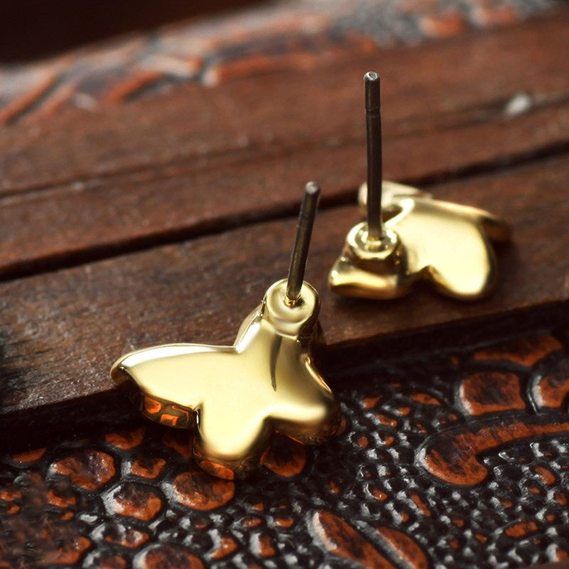 گوشواره نامتفارن پروانه جواهری آبکاری رودیوم طلایی
