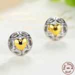 گوشواره قلب آبکاری طلایی نقره