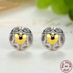 گوشواره قلب آبکاری طلایی نقره