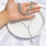 چوکر جواهری آویز بلند Dly نقره ای