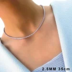 گردنبند تنیسی جواهری آبکاری رودیوم