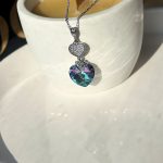 گردنبند قلب جواهری سواروفسکی آبی / آبی بنفش نقره