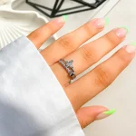 حلقه پروانه جواهری 2 لاین نقره