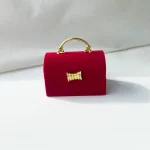 جعبه صندوقچه انگشتری جواهر جیر قرمز