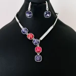 نیم ست Swarovski جواهری بنفش قرمز آبکاری رودیوم