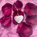 گردنبند قلب سنگ رز کوارتز استیل