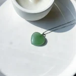 گردنبند قلب سنگ آونتورین استیل