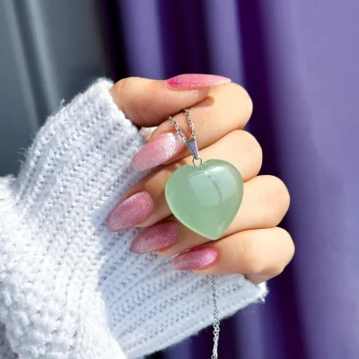 گردنبند قلب سنگ آونتورین استیل