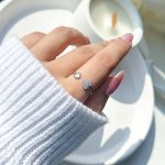 حلقه قلب جواهری قابل تنظیم نقره