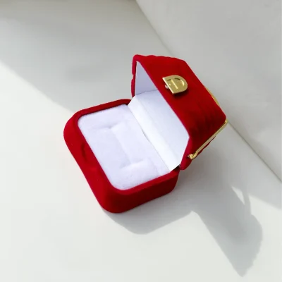 جعبه کیف انگشتری جواهری جیر صورتی / قرمز