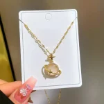 گردنبند زحل جادویی اپال طلایی/نقره ای