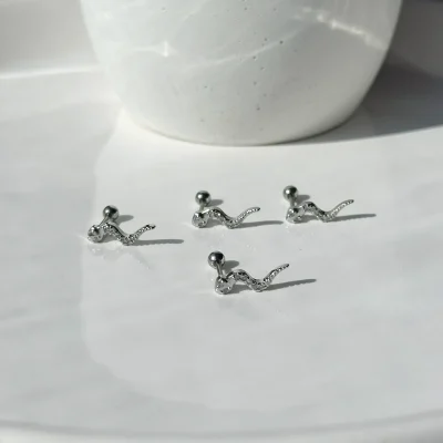 پیرسینگ گوش مار جواهری استیل