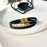 دستبند چرم بافت چند لایه Cartier استیل