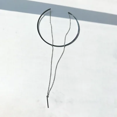 چوکر طوقی آویز بلند نقره ای