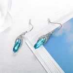 گوشواره آویزدار قطره آبی جواهری آبکاری رودیوم