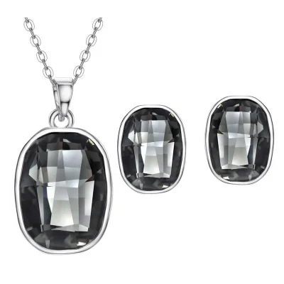 نیم ست مشکی سواروفسکی آبکاری پلاتین