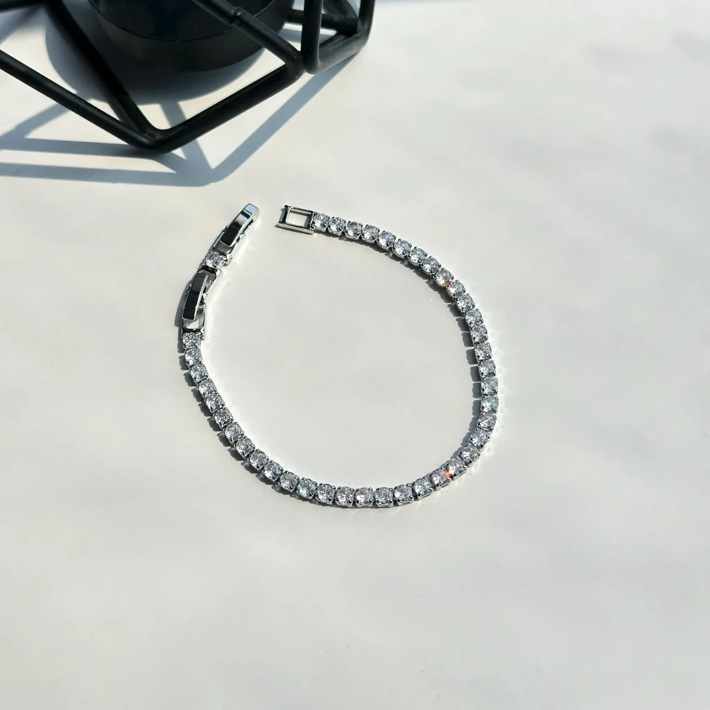 دستبند تنیسی جواهری 0.3mm آبکاری رودیوم
