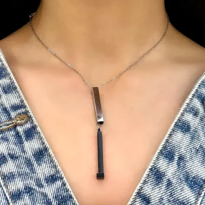 گردنبند مکعب حک مخفی استیل