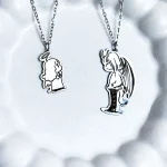 ست گردنبند فرشته شیطان استیل