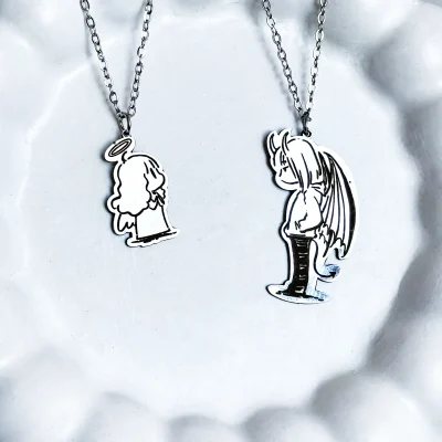 ست گردنبند فرشته شیطان استیل