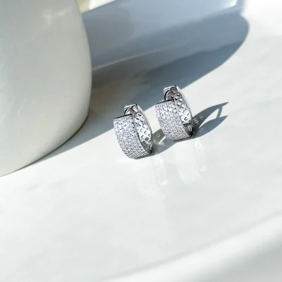 گوشواره حلقه ای جواهری نقره