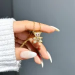 گردنبند تدی قلب لرزان طلایی
