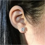 گوشواره Princess cut Moissanite میخی نقره