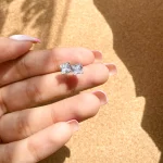 گوشواره Princess cut Moissanite میخی نقره