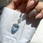 گردنبند تاج قلب Swarovski هفت رنگ جواهری نقره