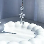 پیرسینگ ناف گل جواهری آبکاری رودیوم پین استیل