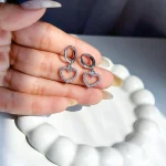 گوشواره قلب جواهری آبکاری رودیوم