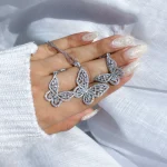 نیم ست پروانه جواهری آبکاری رودیوم