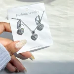 نیم ست قلب جواهری آبکاری رودیوم