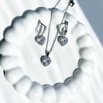 نیم ست قلب جواهری آبکاری رودیوم