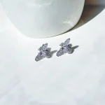 گوشواره زنبور جواهری میخی نقره